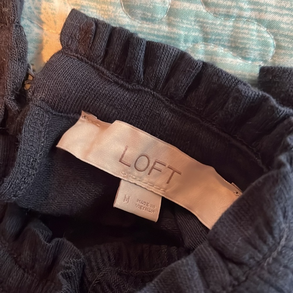 LOFT Midnight Blue Blouse with Ruffle Detail - Picture 7 of 8